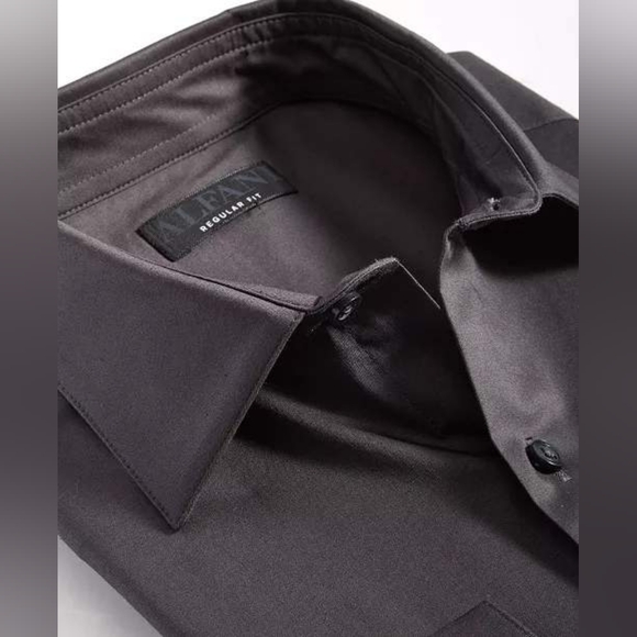 Alfani Mens Slim-Fit Wrinkle Resistant Moisture Wicking Dress Shirt Black Oyster - Picture 3 of 10